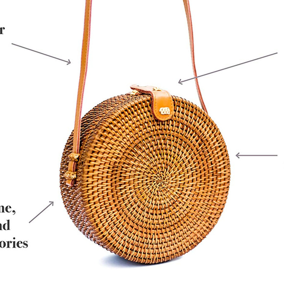 ATTA WOVEN ROUND CROSSBODY BAG REAL LEATHER - Picture 6 of 7